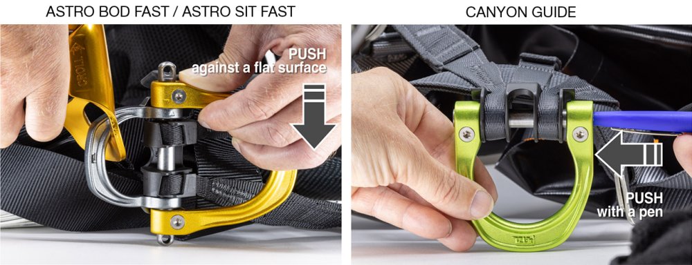 test bezpečnosti pripájacieho oka Petzl Astro