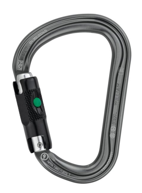 Veľká HMS karabína Petzl William - Typ: triact lock, Farba: šedá