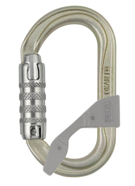 Oválna oceľová karabína Petzl Oxan - Typ: triact lock - US normy, Farba: zlatá
