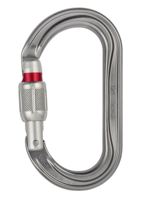Oválna karabína Petzl OK - Typ: screw lock, Farba: šedá