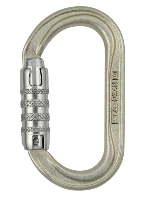 Oválna oceľová karabína Petzl Oxan - Typ: triact lock - US normy, Farba: zlatá