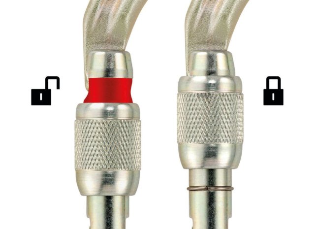 Asymetrická oceľová karabína Petzl Vulcan - Typ: screw lock, Farba: zlatá
