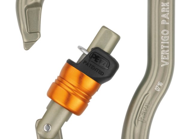 Veľká asymetrická karabína Petzl Vertigo - Typ: wire lock