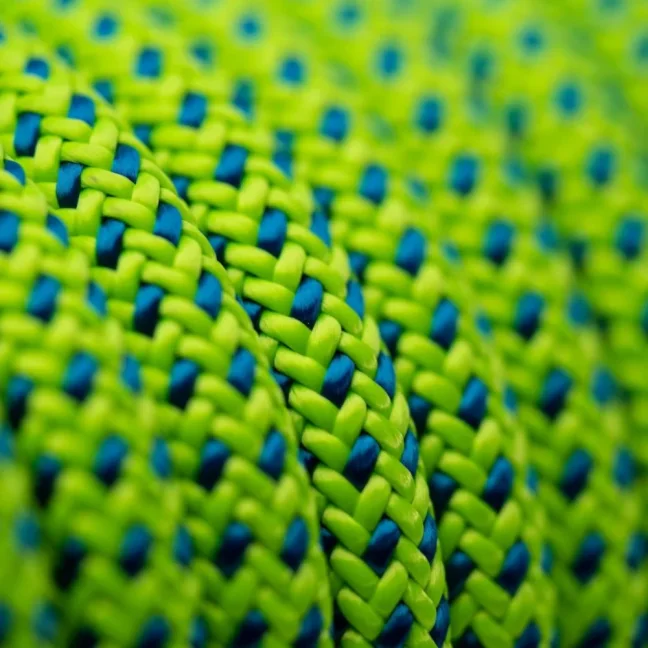 Arboristické lano Teufelberger Tachyon 11,5 mm - Dĺžka: 45 m, Farba: zelená + modrá, Ukončenie: so splietaným okom