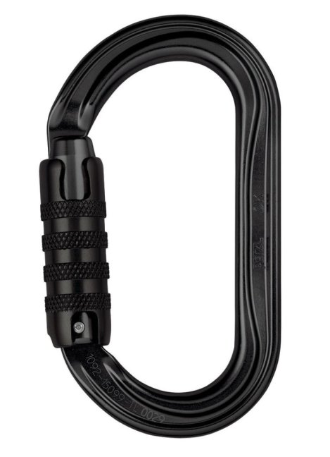 Oválna karabína Petzl OK - Typ: triact lock, Farba: čierna