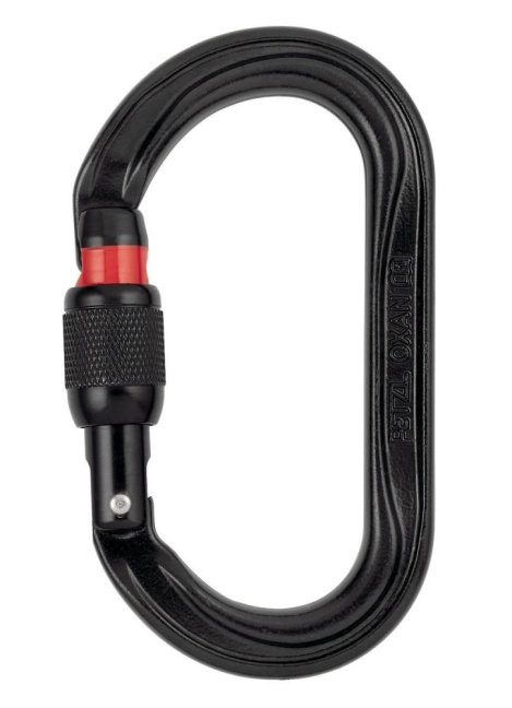 Oválna oceľová karabína Petzl Oxan - Typ: screw lock, Farba: čierna