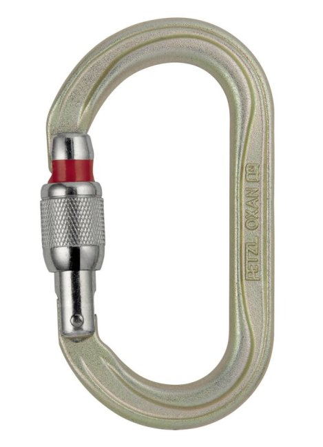 Oválna oceľová karabína Petzl Oxan - Typ: triact lock - US normy, Farba: zlatá