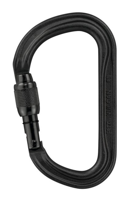 Veľká oceľová karabína Petzl Vulcan - Typ: screw lock, Farba: čierna