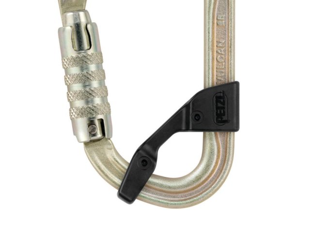 Asymetrická oceľová karabína Petzl Vulcan - Typ: screw lock, Farba: zlatá
