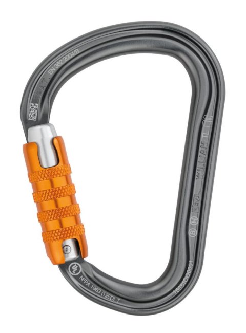 Veľká HMS karabína Petzl William - Typ: triact lock, Farba: šedá