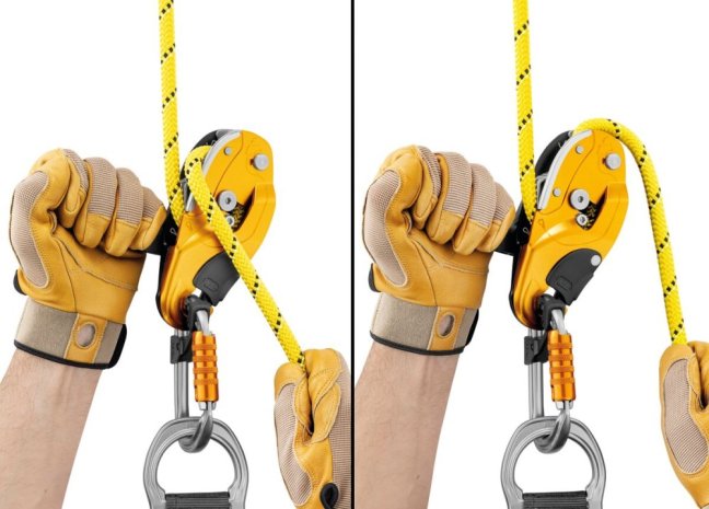 Zlaňovacia brzda pre výškové práce Petzl Rig