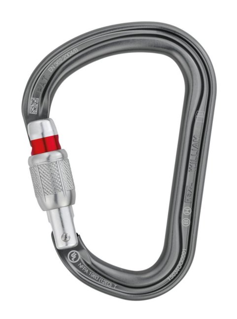 Veľká HMS karabína Petzl William - Typ: triact lock, Farba: šedá