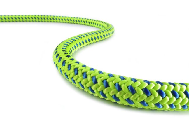 Arboristické lano Teufelberger Tachyon 11,5 mm - Dĺžka: 45 m, Farba: zelená + modrá, Ukončenie: so splietaným okom
